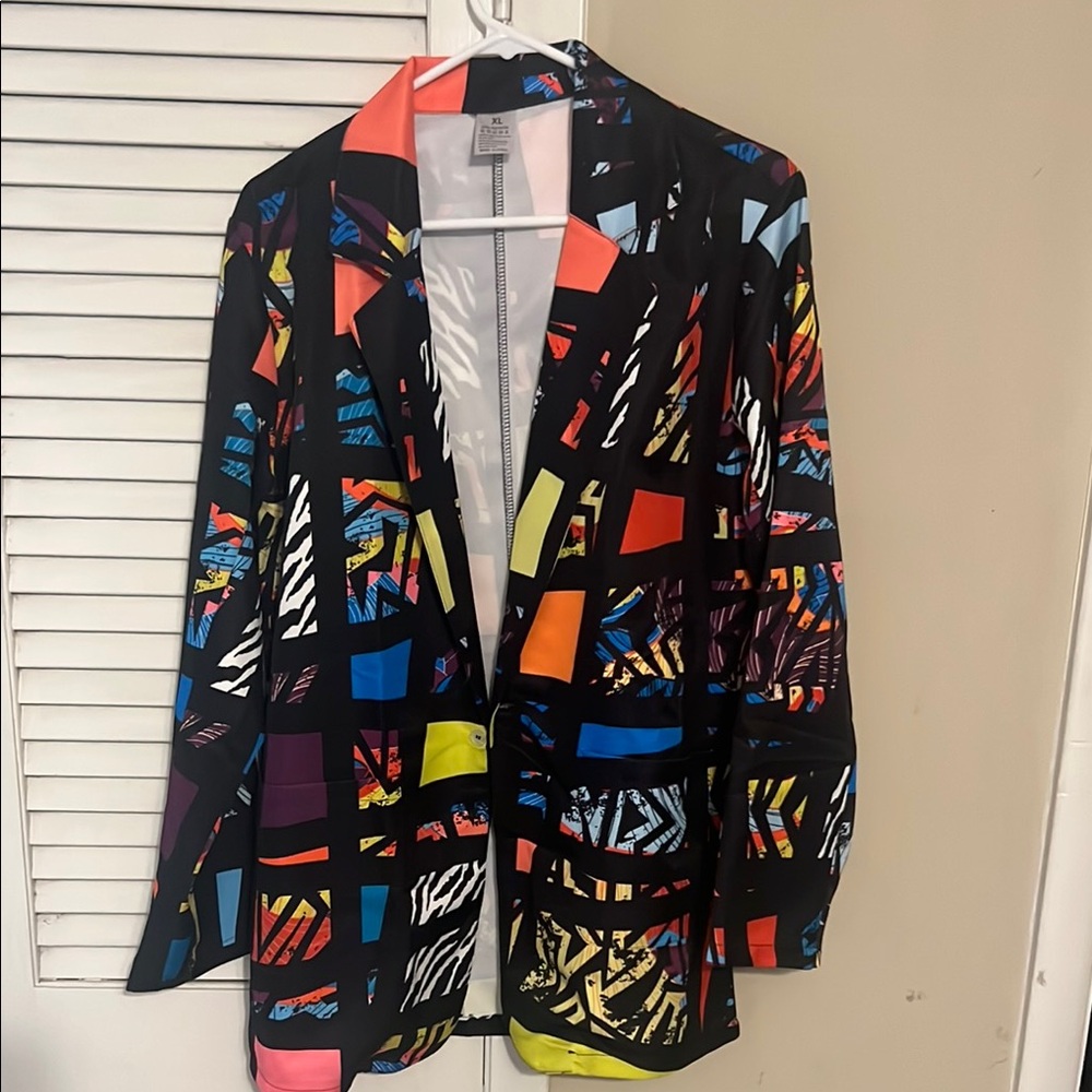 Amazon Black and Red Blazer with Notched Lapel Collar